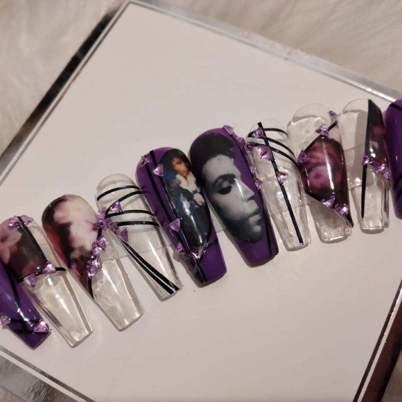 Prince Purple /Clear w purple flowers and gems - Picture 1 of 6